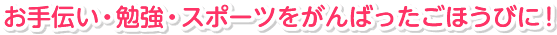 お手伝い・勉強・スポーツをがんばったごほうびに！