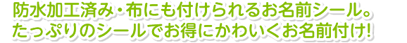 防水加工済み・布にも付けられるお名前シール。たっぷりのシールでお得にかわいくお名前付け！