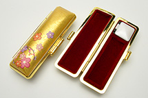 印鑑ケース ヴィンテージケース アート ゴールド 花柄 16.5-18.0mm