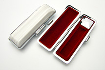 印鑑ケース ヴィンテージケース ボックス 白 木目 13.5-15.0mm