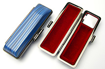 印鑑ケース ヴィンテージケース ボックス 青 木目調 16.5-18.0mm