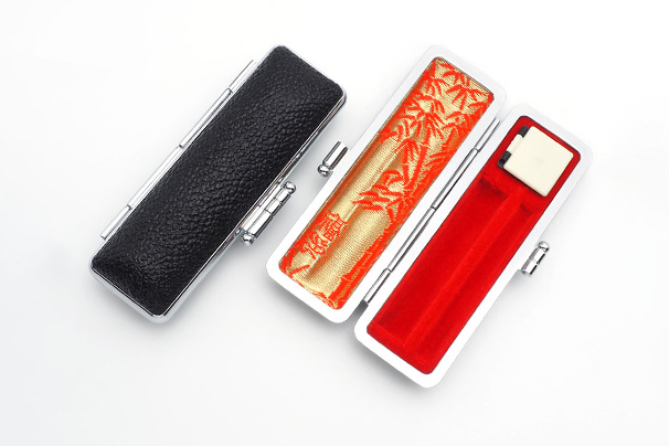 印鑑ケース 2本入り モミ革銀枠 ブラック 10.5-12.0mm認印＆訂正印