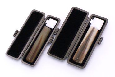 銀行印・認め印セット 牛角濃色 銀行印12.0mm【ブラックメタル枠】