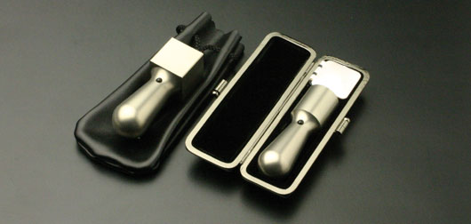 チタン印鑑/会社設立 2本Lセット プレーンブラスト(天丸タイプ) (角天24mm)【ブラックメタル枠・印袋付】