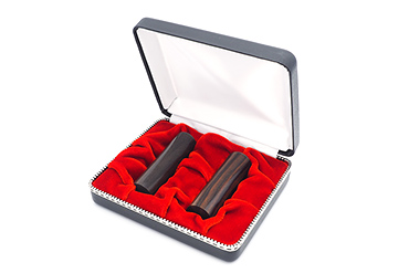 会社設立 実印・銀行印 寸胴セット（寸胴） 黒檀 実銀2本　【整理ケース付】