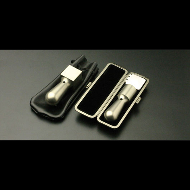 チタン印鑑/会社設立 2本セット ブラスト（天丸タイプ） （角天21mm）【ブラックメタル枠・印袋付】