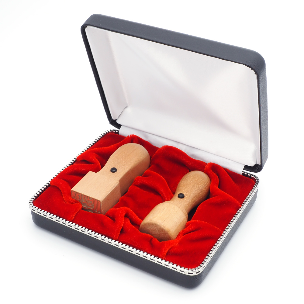 会社設立 実印・角印 天丸セット オノオレカンバ 2本（角21）【整理ケース付】