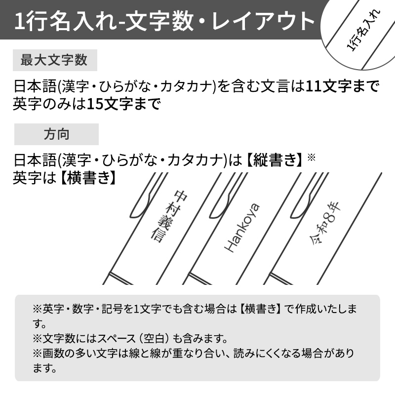 名入れ最大文字数・方向