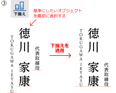 下揃え