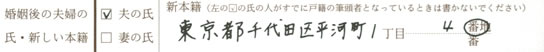 婚姻後の夫婦の氏・新しい本籍欄