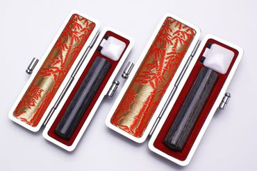 銀行印・認印セット 楓BLACK 実印13.5mm【銀枠】