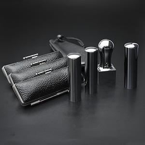 一般社団法人設立(GIA設立)4本セット （実印・銀行印・認印・角印24ｍｍ） プレミアムブラック （寸胴タイプ） 【印鑑ケース・印袋付】【印鑑】