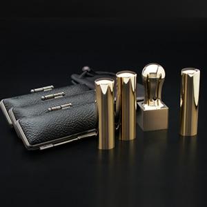 一般社団法人設立(GIA設立)4本セット （実印・銀行印・認印・角印24ｍｍ） プレミアムゴールド （寸胴タイプ） 【印鑑ケース・印袋付】【印鑑】