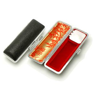 印鑑ケース モミ革銀枠（寸胴型 法人印用） ブラック 21.0mm