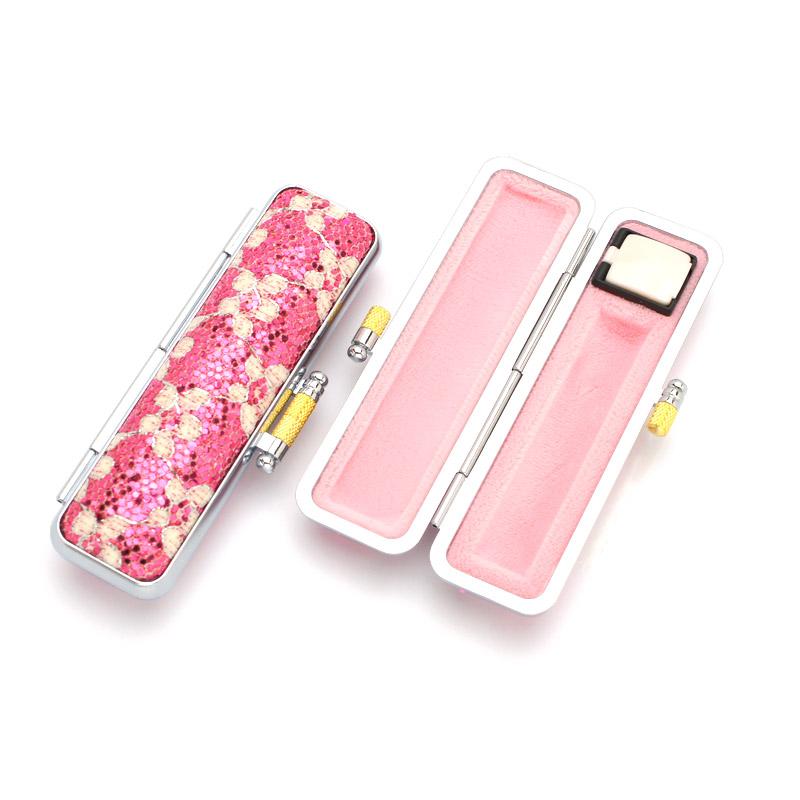 印鑑ケース きらめきラメケース/花柄 ピンク 10.5-12.0mm用