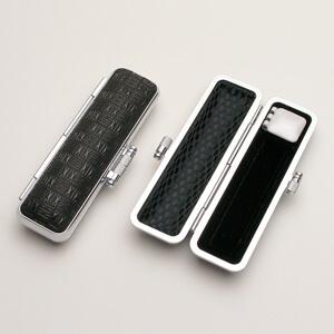 印鑑ケース 印伝 市松模様 黒 10.5-12.0mm