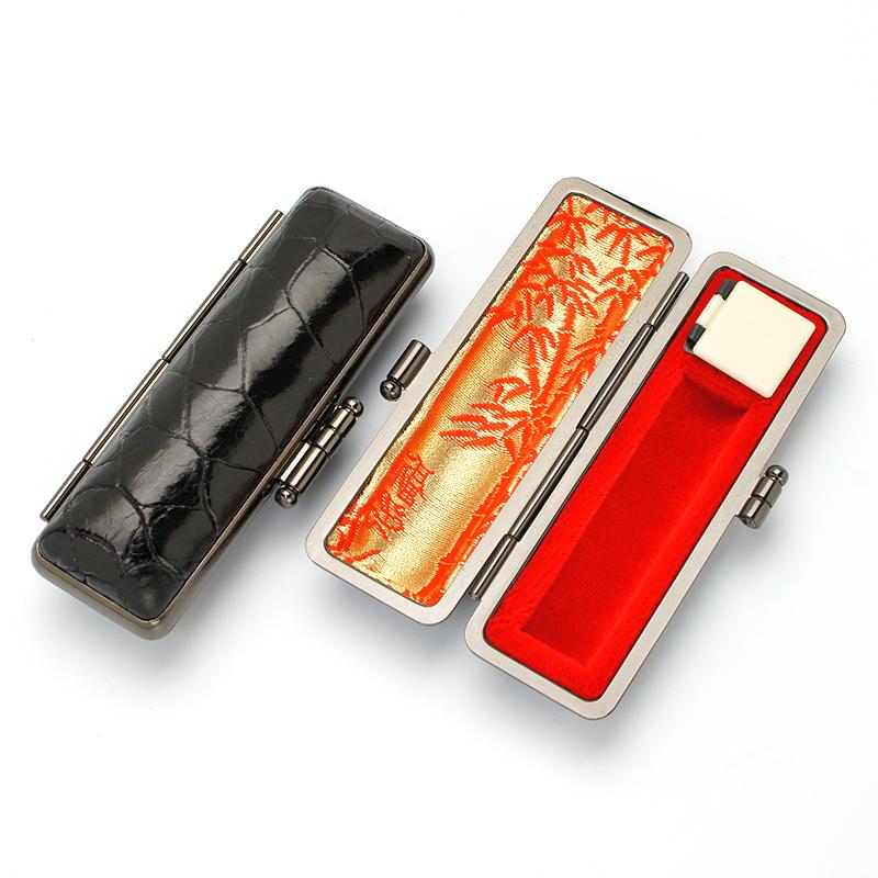 印鑑ケース プレミアムレザー 黒ワニ 16.5-18.0mm