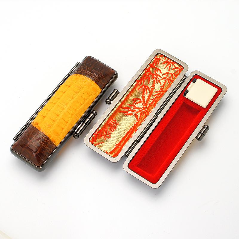 印鑑ケース プレミアムレザー 横背ワニ 13.5-15.0mm