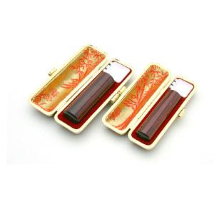 銀行印・認め印 MSセット（13.5/10.5） アグニ トカゲ皮ケース【金枠】【印鑑】