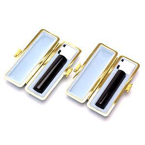 銀行印・認印セット（銀行印13.5mm・認印12.0mm） 黒水牛（芯持ち）【ブルー・ファンシーケース付】