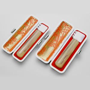 実印・銀行印 MMセット（15.0/13.5） 牛角・中色 印鑑ケース【銀枠】【印鑑】