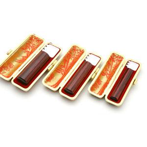 実印・銀行印・認め印 MSSセット（15.0/12.0/10.5） アグニ トカゲ皮ケース【金枠】【印鑑】