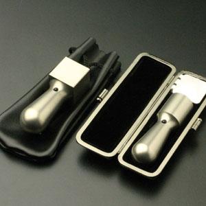 チタン印鑑/会社設立 2本Lセット ジュエルズチタン（天丸タイプ） （角24）【ブラックメタル枠・印袋付】