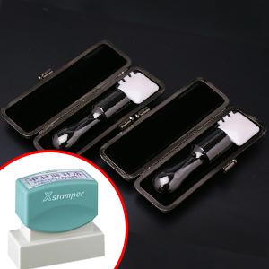 プレミアムチタン/会社設立 実印・銀行印 天丸+シヤチハタ住所印セット プレミアムブラック（天丸タイプ） （実18銀16）【ブラックメタル枠・住所印付】【印鑑】