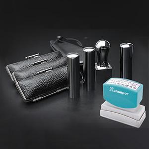 会社設立4本セット （実印・銀行印・認印・角印24ｍｍ） プレミアムブラックチタン （寸胴） 【印鑑ケース・印袋・シャチハタ住所印付】【印鑑】