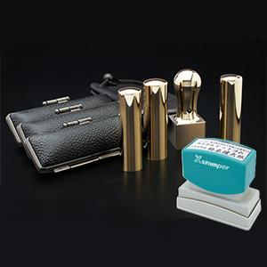 会社設立4本セット （実印・銀行印・認印・角印24ｍｍ） プレミアムゴールドチタン （寸胴） 【印鑑ケース・印袋・シャチハタ住所印付】【印鑑】