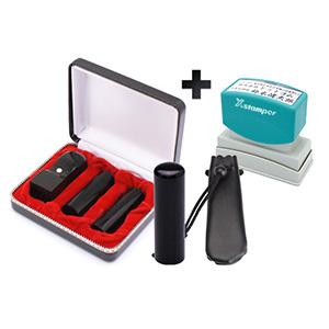 会社設立 実印・銀行印・角印・認印 寸胴+シヤチハタ住所印セット 玄武 4本（角24mm）【シャチハタ住所印】