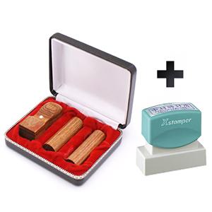 会社設立 実印・銀行印・角印 寸胴+シヤチハタ住所印セット 彩樺 SAIKA 3本（角24）【整理ケース付＆住所印】【印鑑】