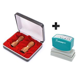 会社設立 実印・銀行印 天丸+シヤチハタ住所印セット（天丸蓋付き） 彩樺 SAIKA 実銀2本 【整理ケース付＆住所印】【印鑑】