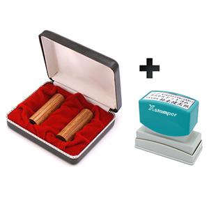 会社設立 実印・銀行印 寸胴+シヤチハタ住所印セット（寸胴） 彩樺 SAIKA 実銀2本 【整理ケース付＆住所印】【印鑑】