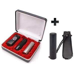 会社設立 実印・銀行印・角印・認印 寸胴セット チタン実印・黒水牛銀行印・玄武角印・玄武認印（角24mm） 4本【整理ケース付】【印鑑】