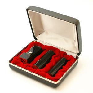 LLC設立 実印・銀行印・角印 寸胴セット 黒水牛（芯持ち） 3本（角24）【整理ケース付】【印鑑】