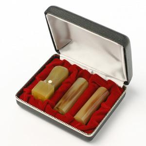 LLC設立 実印・銀行印・角印 寸胴セット 牛角・中色 3本（角21）【整理ケース付】【印鑑】