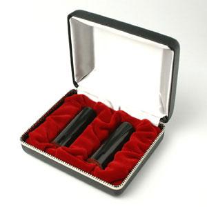 LLP設立 実印・銀行印 寸胴セット（寸胴） 黒水牛（芯持ち） 実銀2本 【整理ケース付】【印鑑】