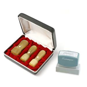 LLP設立 実印・銀行印・角印 天丸+シヤチハタ住所印セット 牛角・純白 3本（角24）【整理ケース付＆住所印】【印鑑】