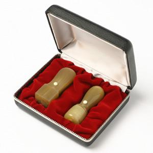 LLP設立 実印・角印 天丸セット 牛角・純白 2本L（角24）【整理ケース付】【印鑑】