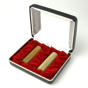 LLP設立 実印・銀行印 寸胴セット（寸胴） 牛角・純白 実銀2本 【整理ケース付】【印鑑】