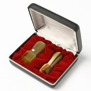 LLP設立 実印・角印 天丸セット 牛角・中色 2本L（角24）【整理ケース付】【印鑑】