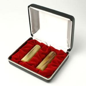 NPO設立 実印・銀行印 寸胴セット(寸胴) 牛角・中色 実銀2本 【整理ケース付】【印鑑】