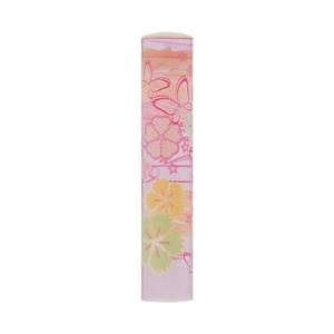 恋するはんこ/和柄クリアー和蝶桜 桃 NK-076 （12.0mm）