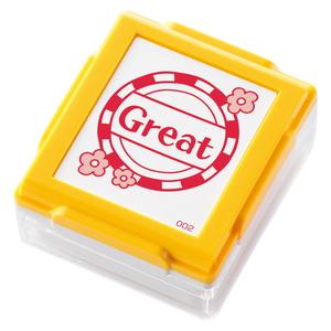 シャチハタいいね！スタンプくん（ボディー色/イエロー）印面内容：Great