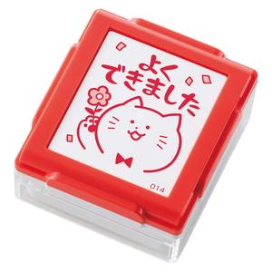 シャチハタいいね！スタンプくん（ボディー色/レッド）印面内容：よくできました（ヨコ）