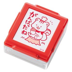 シャチハタいいね！スタンプくん（ボディー色/レッド）印面内容：がんばったね（タテ）
