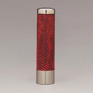 チタン印鑑/実印 革張りリザードチタン（赤） 15.0mm
