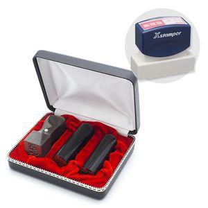 会社設立実印・銀行印・角印 寸胴+シヤチハタ住所印セット(ネイビー)楓BLACK3本（角21mm）【整理ケース付＆住所印】