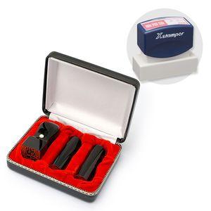 会社設立実印・銀行印・角印 寸胴+シヤチハタ住所印セット(ネイビー)黒水牛（芯持ち）3本（角21mm）【整理ケース付＆住所印】